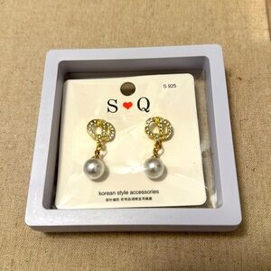 Pearl Earring in Gold with Pave Diamond NEW